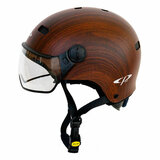 cp carachillo fietshelm e bike bruin met hout print
