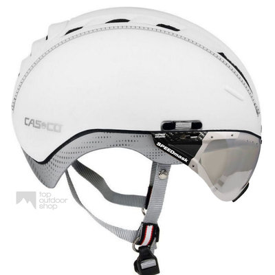 Casco Roadster wit e bike helm + vautron vizier (meekleurend) - Gratis montage!