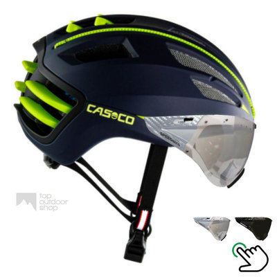 Casco Speedairo 2 blauw-geel + carbonic vizier (keuze uit 2)- met GRATIS montage!