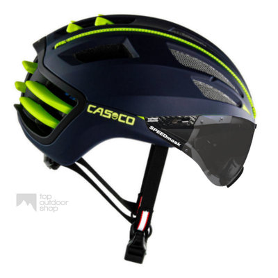 Casco Speedairo 2 blauw-geel + anti scratch vizier - met GRATIS montage!