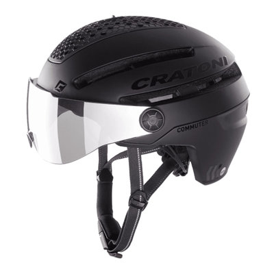 Cratoni Commuter zwart mat - Pedelec Helm met Vizier, led licht & Reflectors