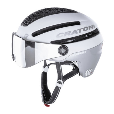 Cratoni Commuter wit mat - Pedelec Helm met Vizier, led licht & Reflectors