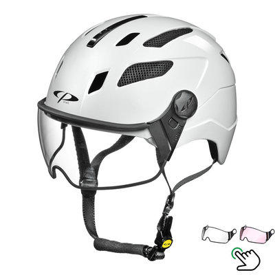 CP Chimayo+ Wit - Trendy Pedelec helm / E-bike helm - Kies je Vizier - Helder of Meekleurend