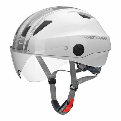 Cratoni Evo white silver shiny 57-61cm - e bike helm - Fietshelm met Vizier