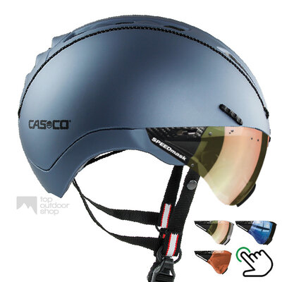 Casco Roadster Blauw e bike helm + carbonic multilayer vizier (keus uit 3) - Gratis montage!