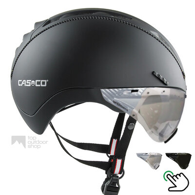 Casco Roadster Zwart e bike helm + carbonic vizier (keus uit 2) - Gratis montage!