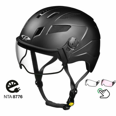 CP Chimayo+ Zwart - Speed Pedelec Helm / E-bike helm - Kies uit Helder of Meekleurend Vizier