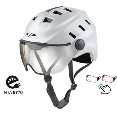 CP Chimo Wit - Speed Pedelec Helm / E bike helm met verlichting - Kies zelf uit 2 Vizier soorten