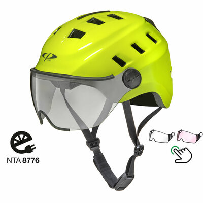 CP Chimo Fluo Geel - Speed Pedelec Helm / E bike helm met verlichting - Kies zelf uit 2 Vizier soorten