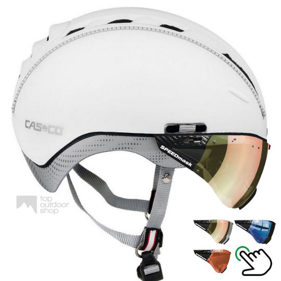 Casco Roadster Wit e bike helm + carbonic multilayer vizier (keus uit 3) - Gratis montage! afbeelding