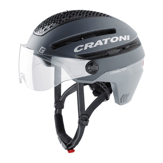 Cratoni Commuter grijs mat - Pedelec Helm met Vizier, led licht & Reflectors