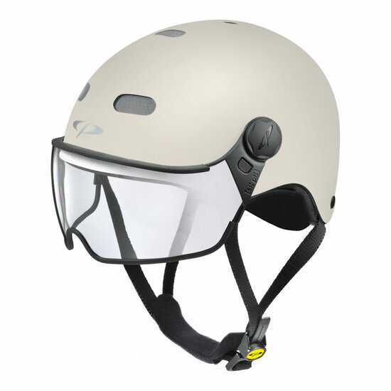 CP Carachillo Fietshelm E-bike creme - Kies uit Helder of Meekleurend Vizier -  Ook Nr.1 voor Brildragers! afbeelding