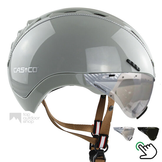 Casco Roadster Grijs e bike helm + carbonic vizier (keus uit 2) - Gratis montage!