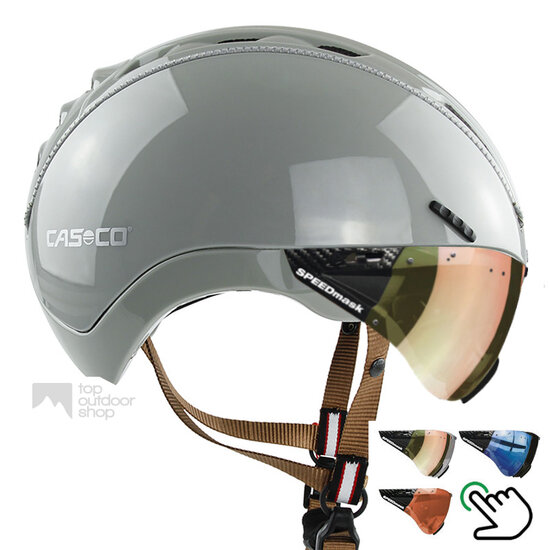 Casco Roadster Grijs e bike helm + carbonic multilayer vizier (keus uit 3) - Gratis montage!