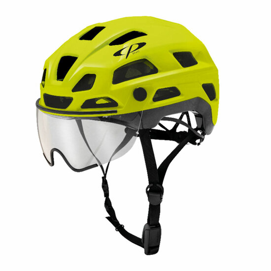 CP Cylite geel fluo E bike helm met vizier | Met 340 gram één van de lichtste vizierhelmen op de markt ! afbeelding